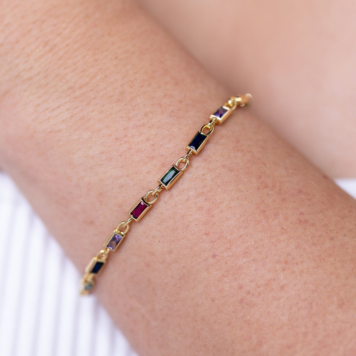 Multicolor Cubic Tennis Bracelet