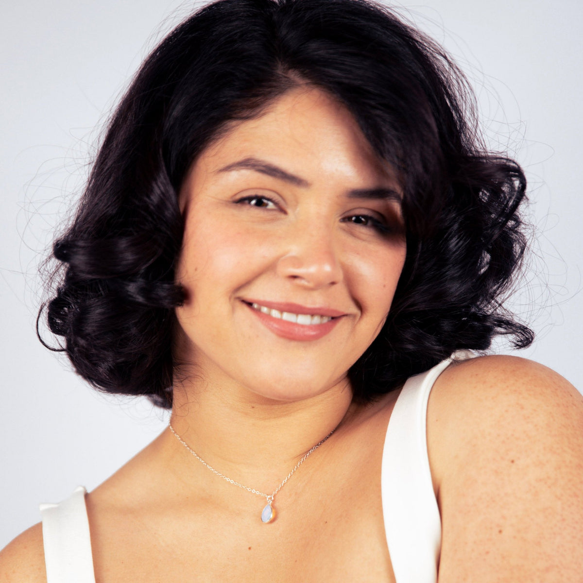 Opalite Teardrop Silver Necklace