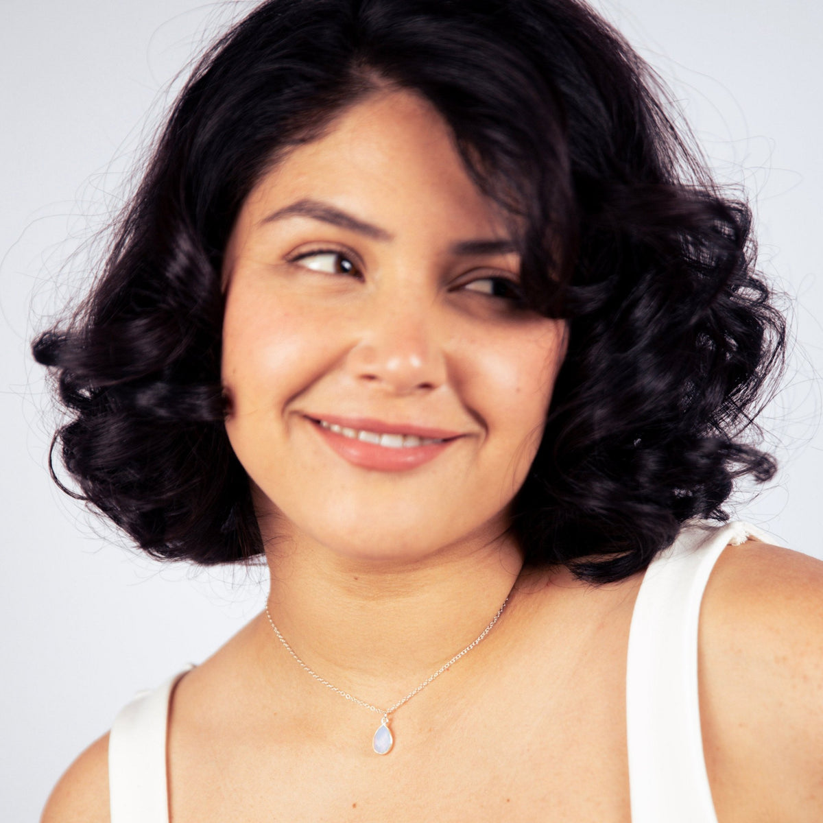 Opalite Teardrop Silver Necklace