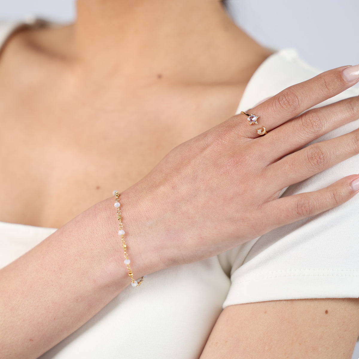 Opalite and Gold Nugget Bracelet