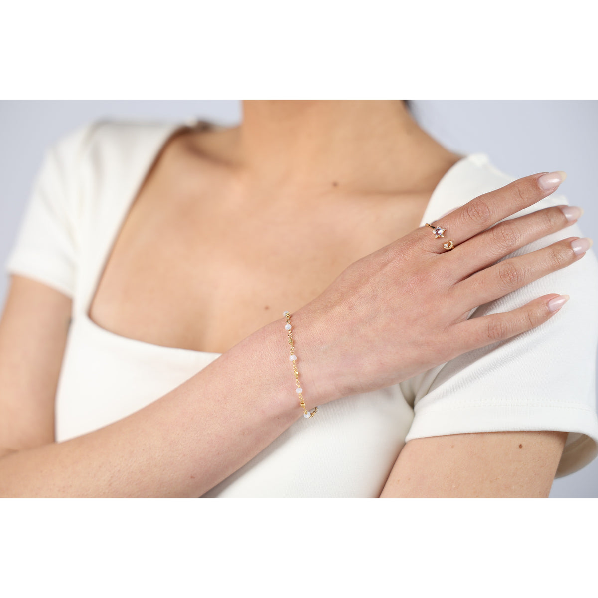Opalite and Gold Nugget Bracelet