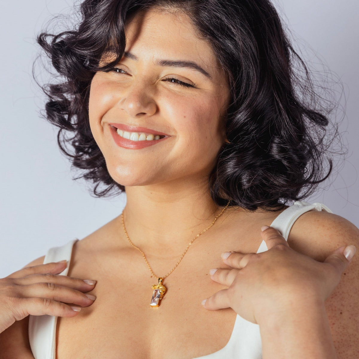 Panther Gold Cubic Charm Necklace