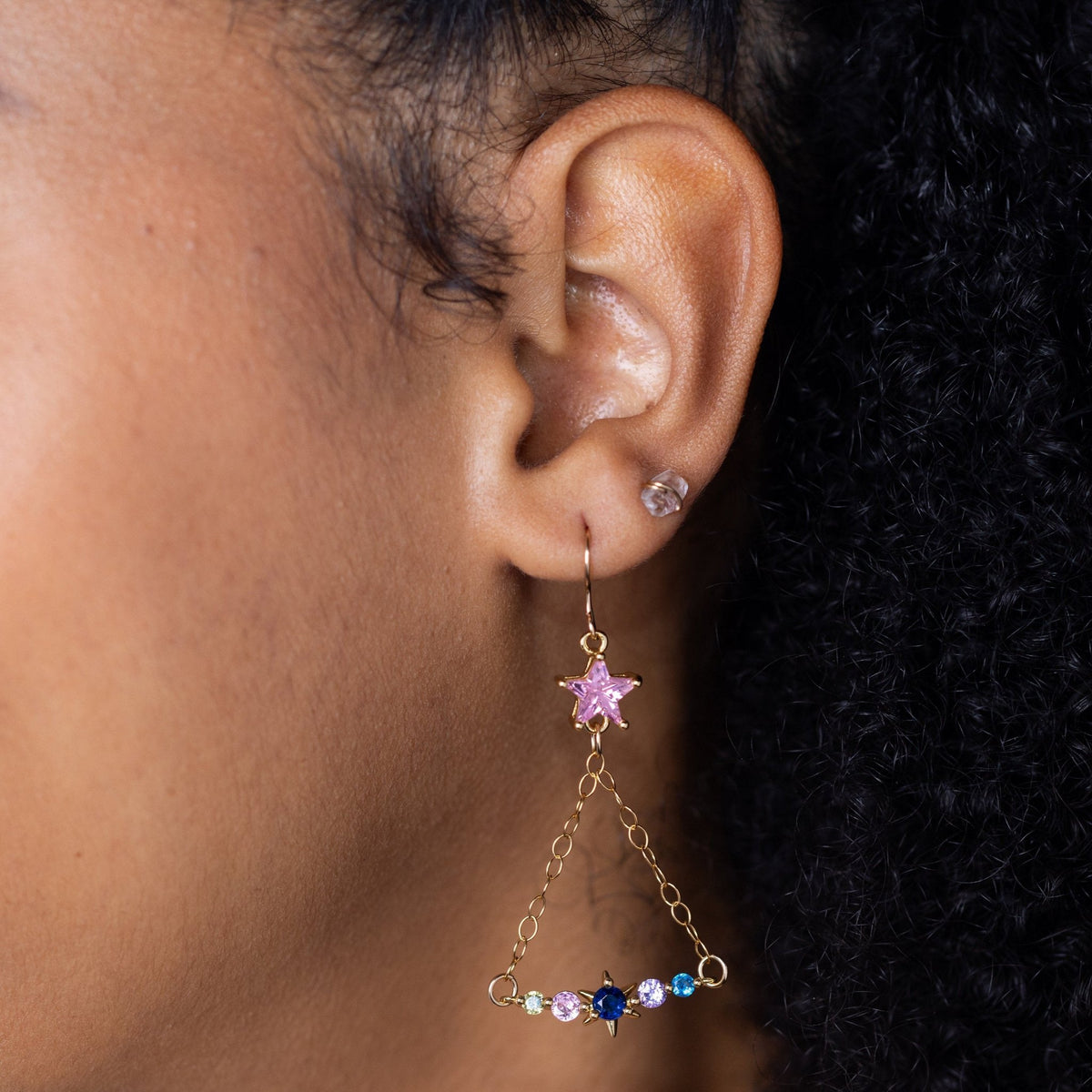 Pink Shooting Star Dangle Earring
