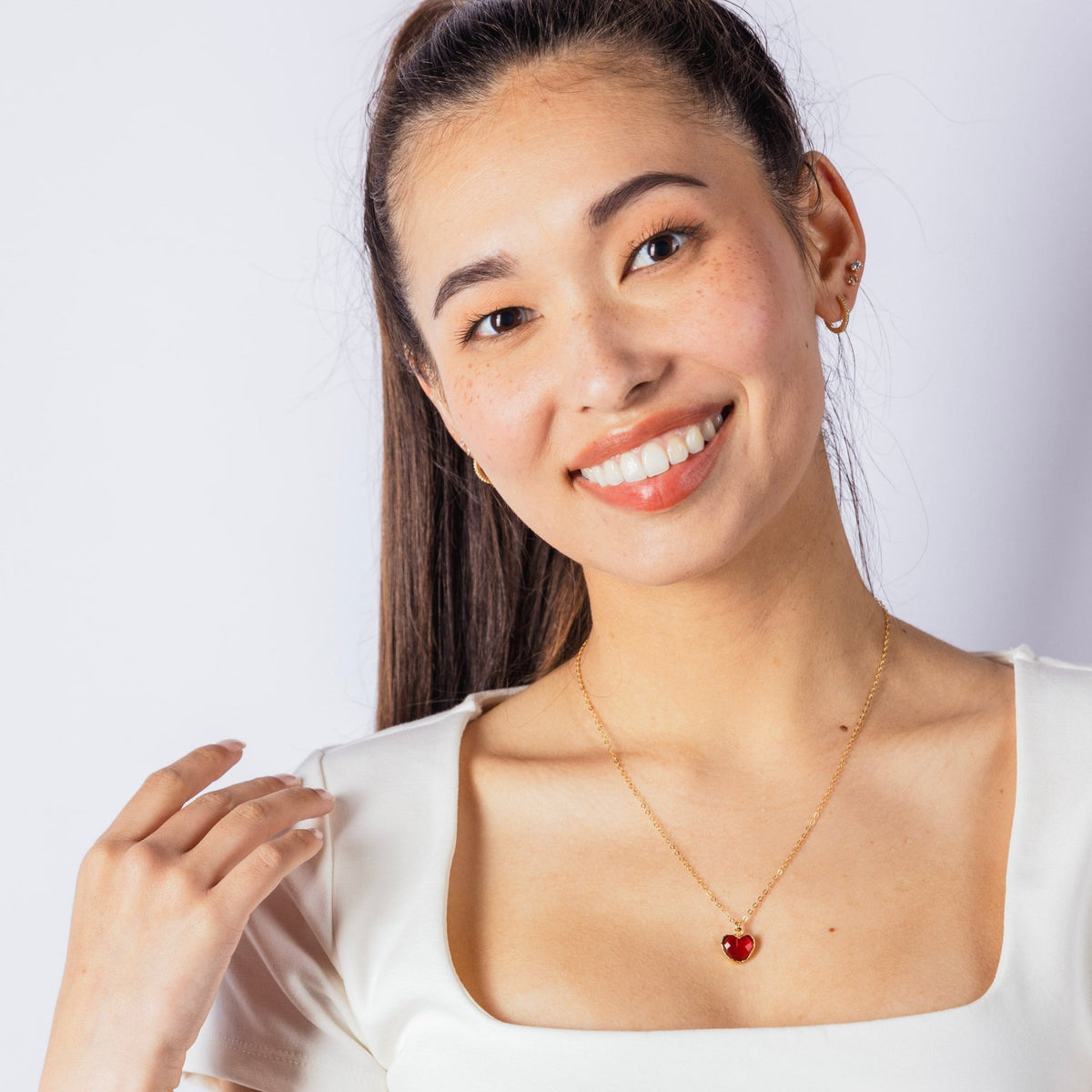 Pink Tourmaline Heart Gold Necklace