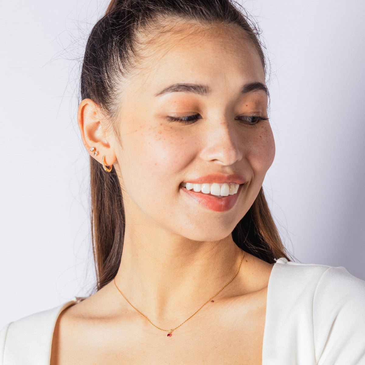 Red Cubic Zirconia Charm Necklace