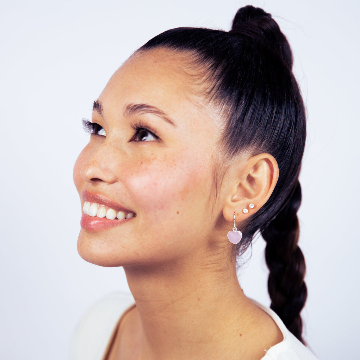 Rose Quartz Heart Silver Earring