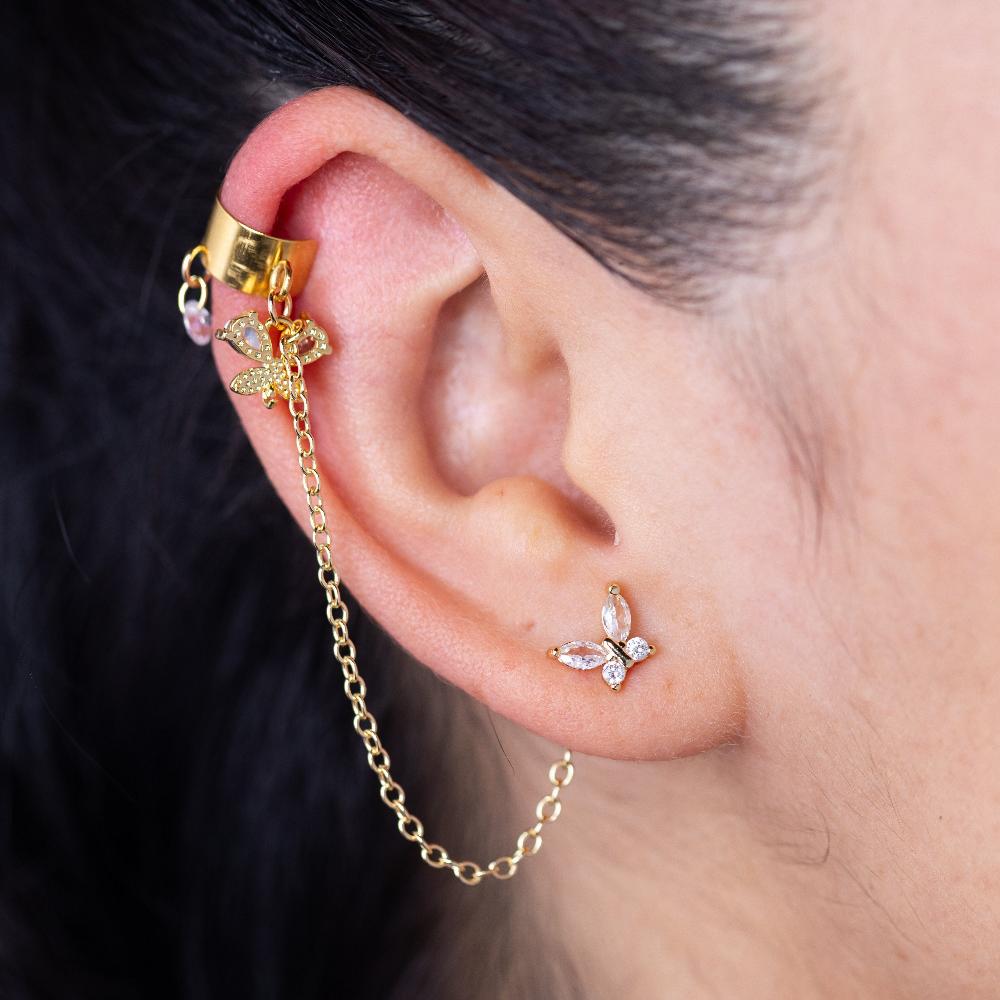 Butterfly Stud Chain Cuff