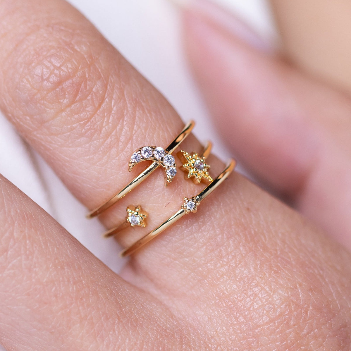 Stargazing Stack Adjustable Gold Ring