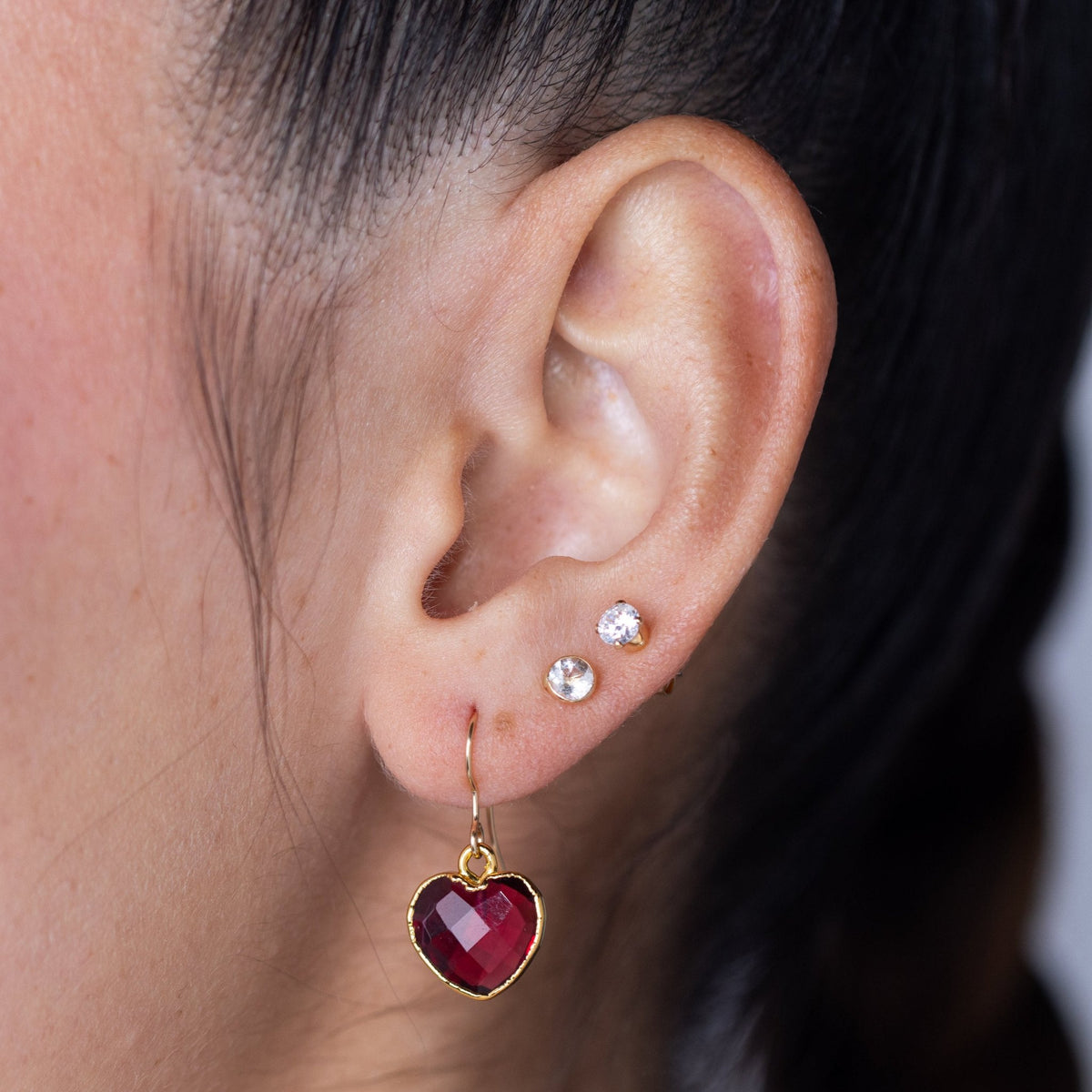 Tourmaline Heart Gold Earring
