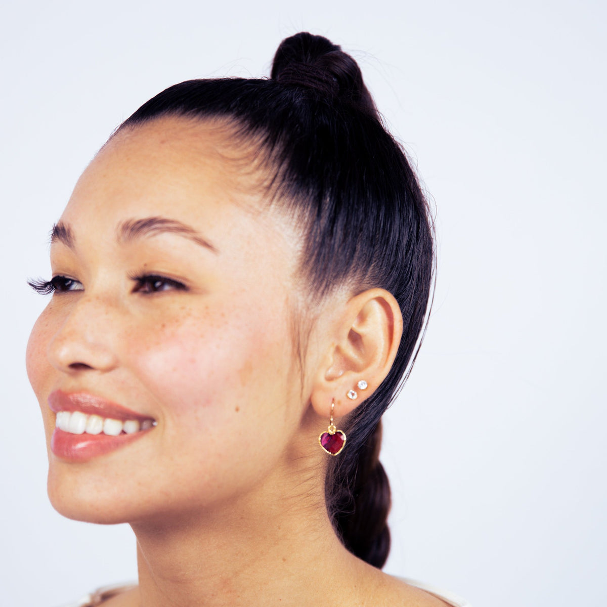 Tourmaline Heart Gold Earring