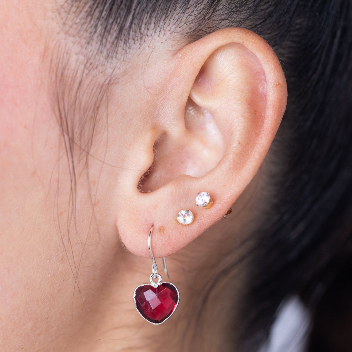 Tourmaline Heart Silver Earring