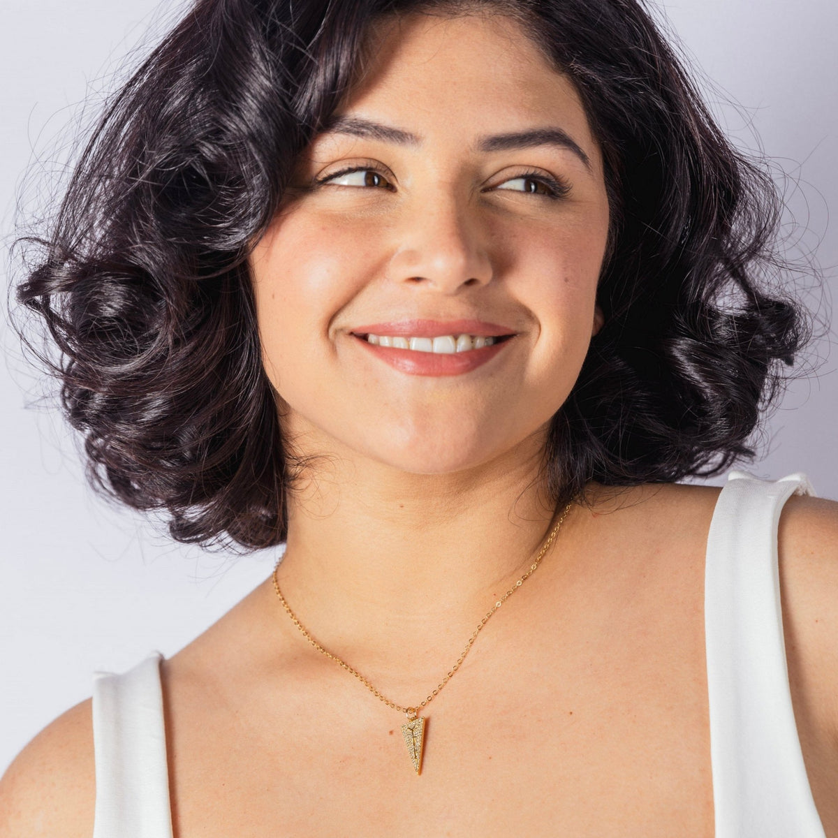 Triangle Gold Cubic Charm Necklace