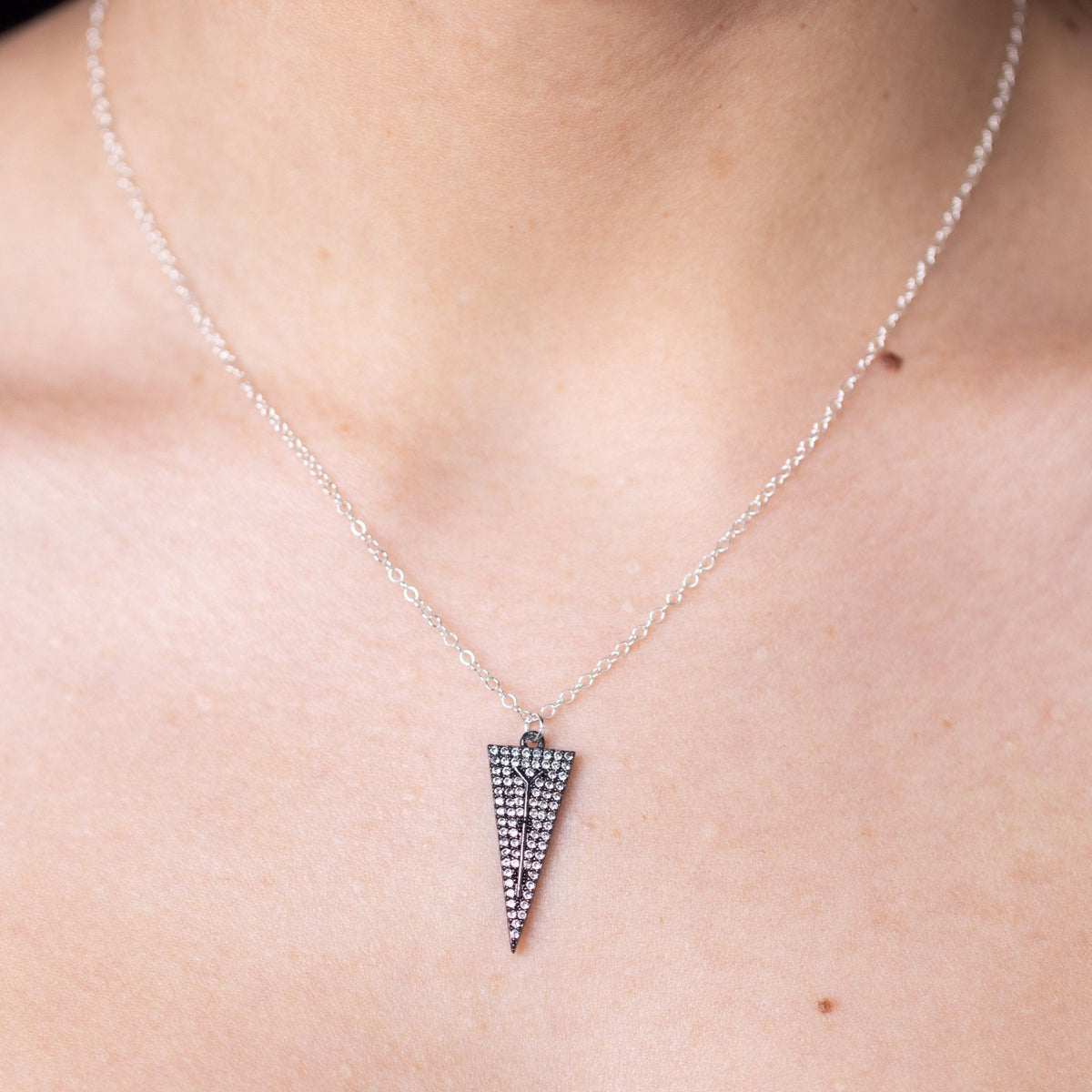 Triangle Silver Cubic Charm Necklace