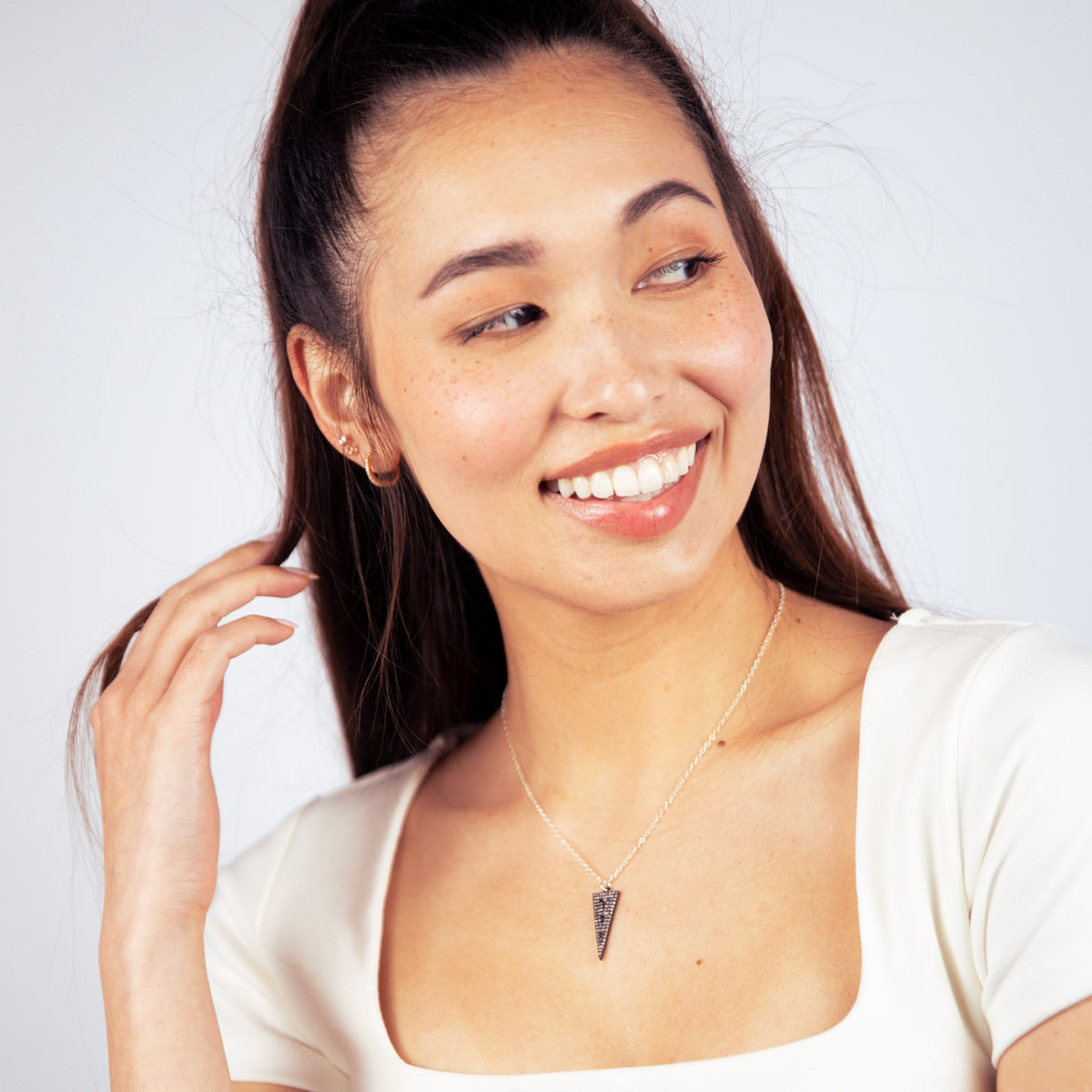 Triangle Silver Cubic Charm Necklace