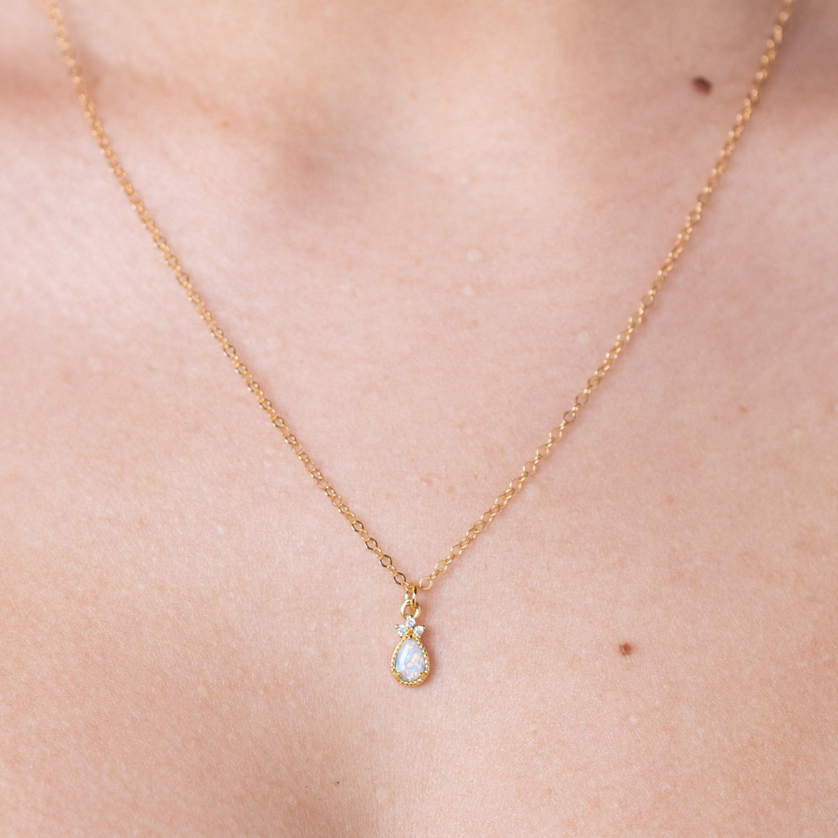 White Opal Gold Necklace