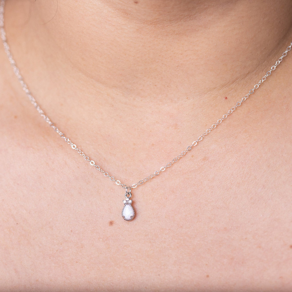 White Opal Silver Necklace