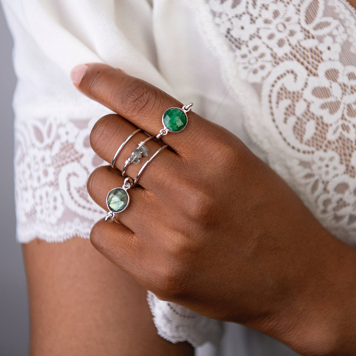 Emerald Silver Ring